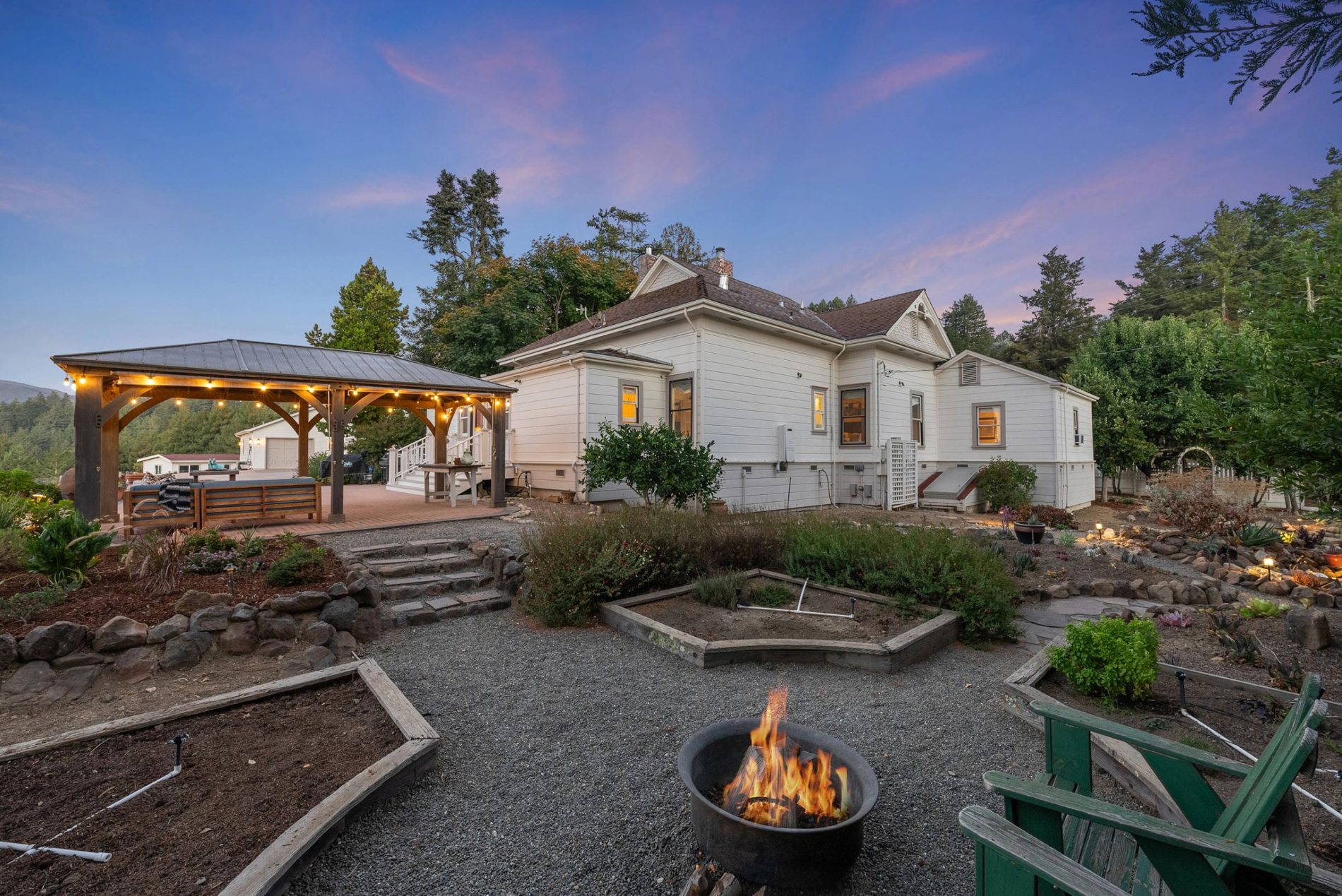 A recently sold Bay Area home at dusk